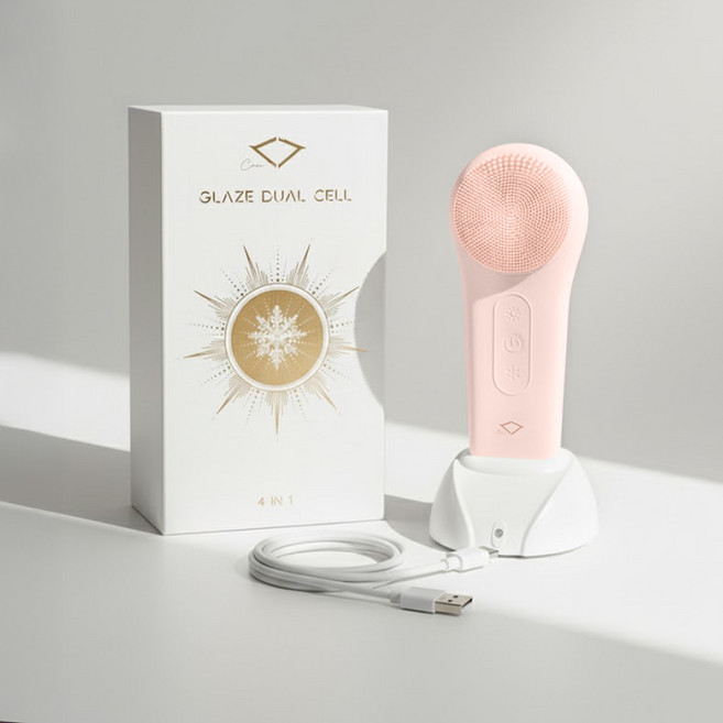 Crei 크레이 진동클렌저 (온열 쿨링 마사지 가능), 핑크