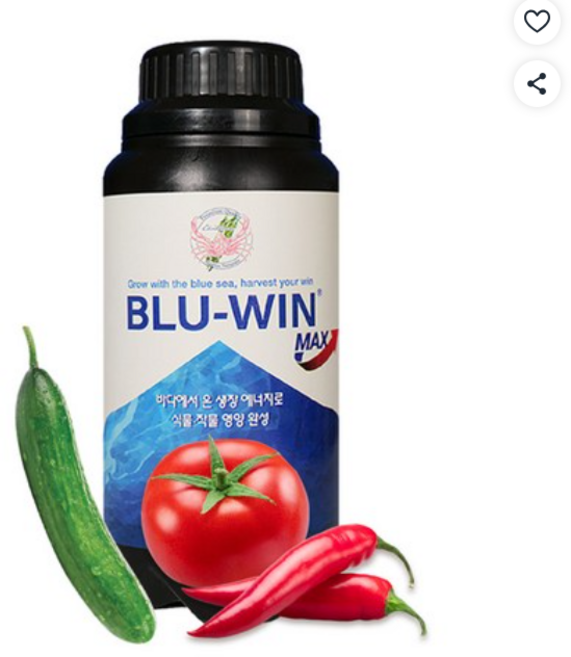 대유 블루윈맥스 500ml 비료 식물 영양제 고추 토마토 수박 상추 키토산 해조아미노산, 1개