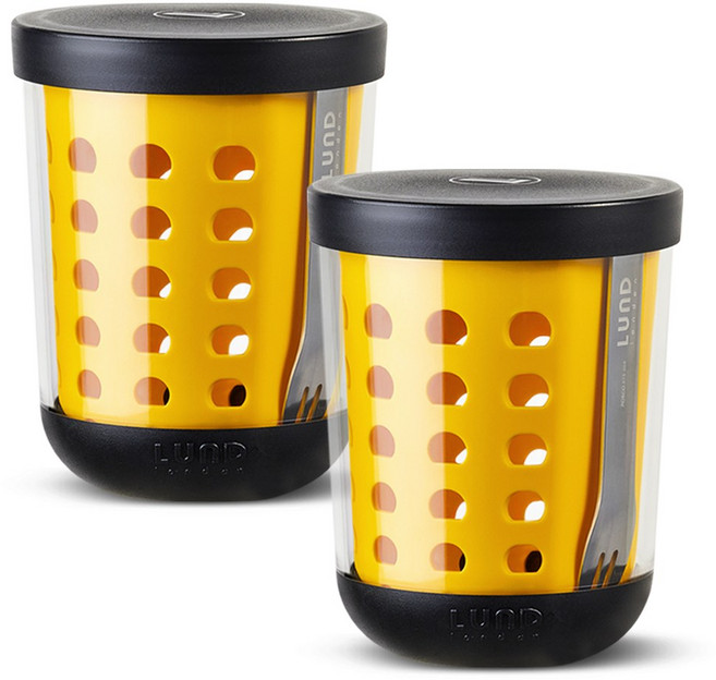 룬드런던 후르츠팟 휴대용 샐러드용기 과일용기 600ml, 범블비, 2개