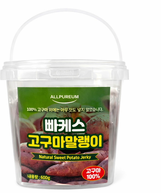 [올푸름] 빠케스 무첨가 100%고구마 개별포장 촉촉 쫀득한 천연 간식 반건조 고구마말랭이, 1개, 600g