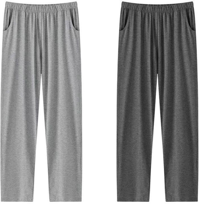 1+1 남자 봄 잠옷 바지 빅사이즈 순면 얇은 파자마 바지 편안한 홈팬츠 실내복 YLP