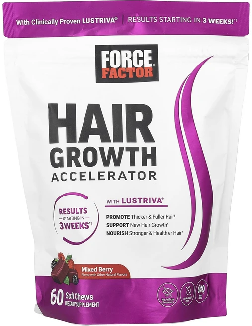 Force Factor 모발 성장 액셀러레이터 믹스 베리 소프트츄 60개, ForceFactor모발성장액셀러레이터믹스베리소프트츄6, 1개, 60정 - 쿠팡