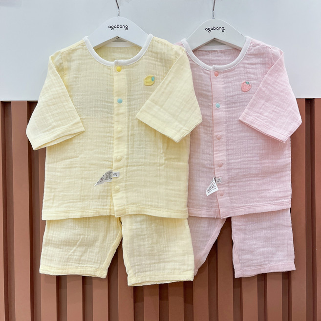 아가방 중계점 *BEST* 26년 여름최신상 위니거즈7부내의 / 단정한 라운드넥과 가볍고 편안한 거즈 소재의 7부 내의세트. 면 100%로 가볍고 편안한 실내복!