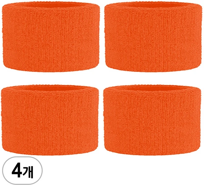 숏 손목밴드, 4개, 오렌지 - 쿠팡