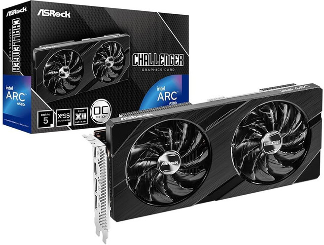 ASRock 인텔 Arc A770 그래픽 팬텀 게이밍 16G OC 2200MHz 17.5Gbps 256비트 GDDR6 7680x4320 디스플레이포트 HDMI 0dB 사일런트 쿨링, A580 Challenger 8GB OC, 1개