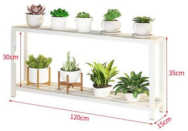 다육이 화분 선반 베란다 진열대 철제 폭좁은 틈새 슬림 꾸미기 난 발코니 랙, 1단, D.화이트 2단 120x15x35