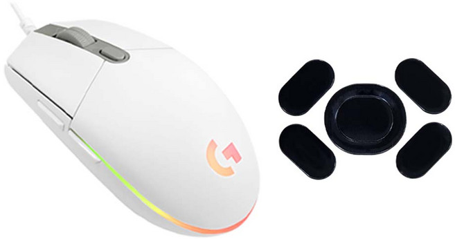 로지텍 G102 LIGHTSYNC 게이밍 마우스 + 마우스피트 세트, 화이트+마우스피트