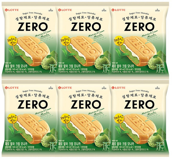 제로 모나카 말차크림, 6개, 140ml