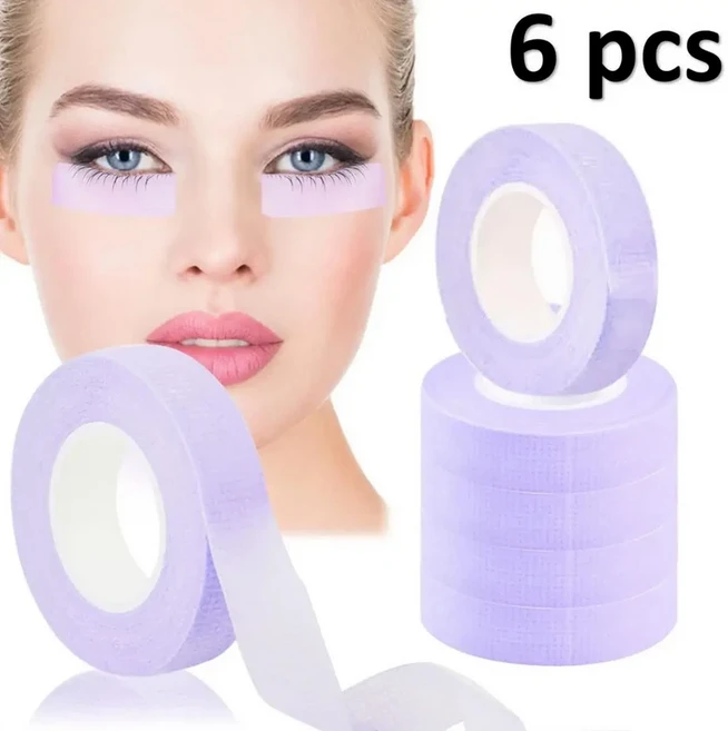3/6 롤 속눈썹 연장을위한 일본 절연 테이프 눈 패드 아래 보풀 없음 통기성 부직포 종이 패치, 04 6 pcs purple