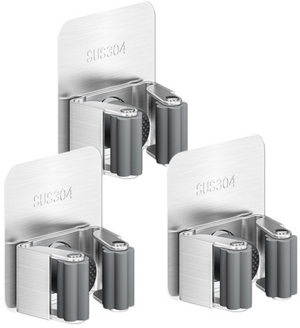 스텐 청소 도구 홀더 304 도구걸이 후크, 3개, 단일_실버