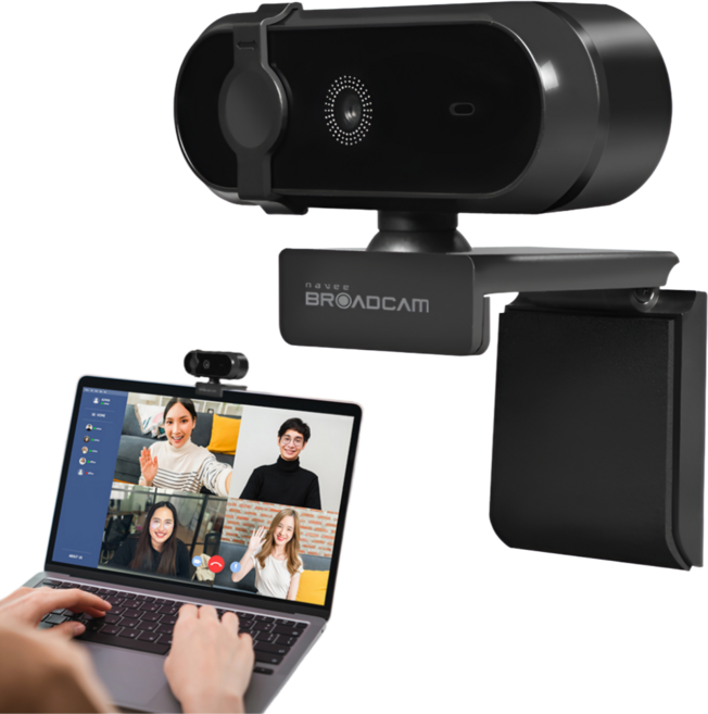 모니터 위에 FHD 화상카메라 프라이버시 웹캠 자동노출 노이즈캔슬링 30FPS, 블랙, BROAD CAM