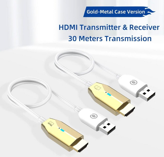 DS 52 30M 비디오 수신기 디스플레이 어댑터 호환 스크린 미러 PC 무선 송신기 케이블 HD TV 카메라, 02 Gold Metal, 1개