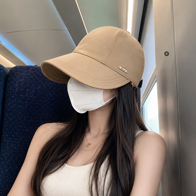 모아랑 여성 자외선차단 와이드챙 볼캡 포니테일홀 썬캡 모자