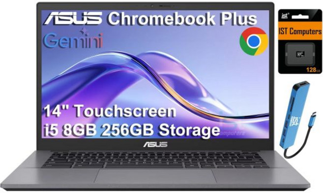 ASUS 크롬북 플러스 CX34 노트북 (14인치 FHD 터치스크린 인텔 코어 i5-1335U 8GB RAM 128GB 저장공간 + SD 카드 슬롯) 기업/학생용 10, ASUS 크롬북 플러스 CX34 노트북 (14인치 FH