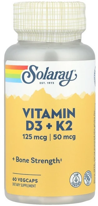 Solaray 비타민D3 + K2 대두 무함유 베지 캡슐 60정, 60 개, 1개 - 쿠팡