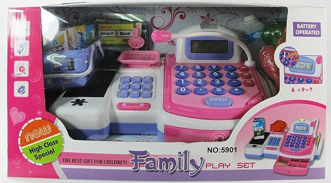 仿真超市收銀機玩具 兒童益智扮家家酒遊戲, 1個, 粉紅色