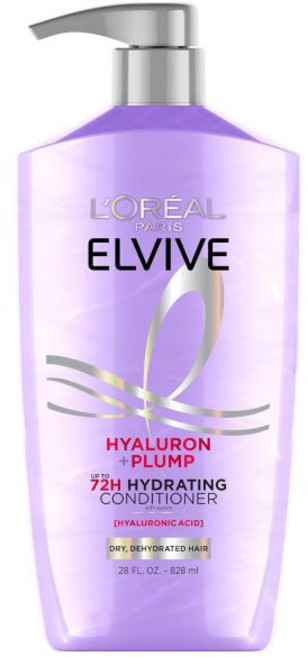 LOreal Paris 로레알 파리 엘리브 하이알루론 플럼프 수분 공급 컨디셔너 탈수 및 건조한 모발용 히알루론산 케어 콤플렉스 무파라벤 265 플로리자운드, 1개, 828ml