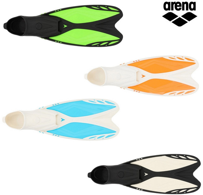 [아레나] 수영강습 스노쿨링 초보자 어린이 롱핀 오리발, 오렌지