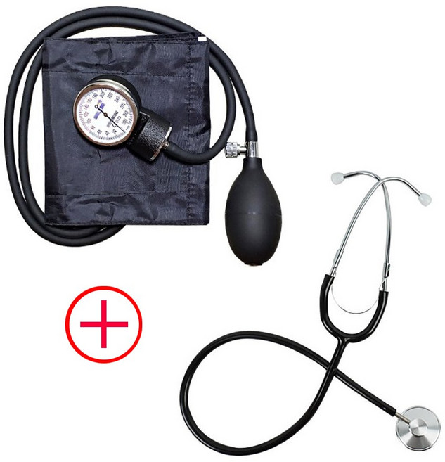 수동식 아네로이드 메타 혈압계+단면 청진기 세트, 1개