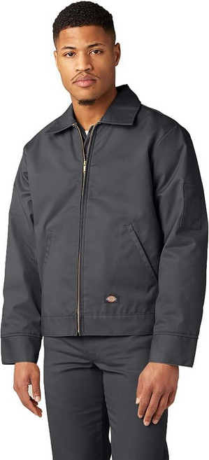 Dickies 남성용 절연 처리가 된 아이젠하워 앞면 지퍼 재킷 전면 다크 브라운., Charcoal