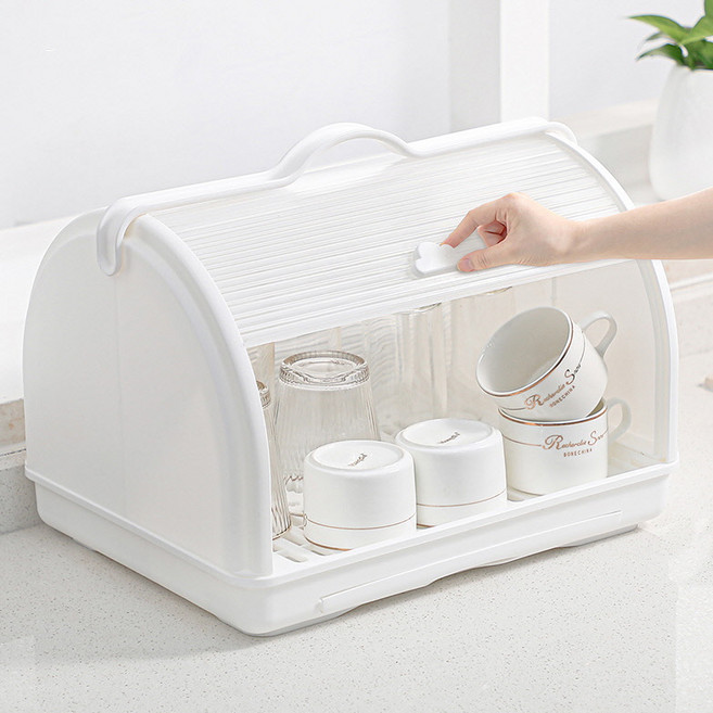 헬렌 주방 대용량 뚜껑 컵 식기 젖병 건조대 수납 정리 보관함 물받이, 헬렌-화이트