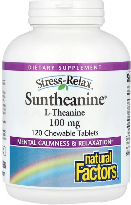 [120정] 네추럴팩터스 L 테아닌 Suntheanine 100mg 츄어블 120정, 120g, 1개, 120정 - 쿠팡