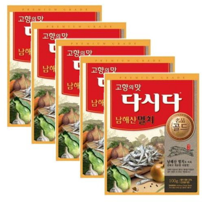 CJ 제일제당 다시다 골드 멸치, 100g, 5개