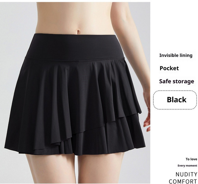 요가 스커트 포켓 러너스 테니스 스커트 노출방지 트레이닝 스커트 여성 통기감 선탠방지 스커트 골프 스커트