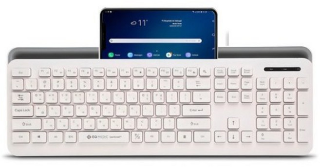 이큐메딕 항균 모바일 거치형 저소음 유선 일반형 키보드, 1 COROL 화이트 + 키스킨 (이큐메딕 정품), Sanitize-K1, 제조사축