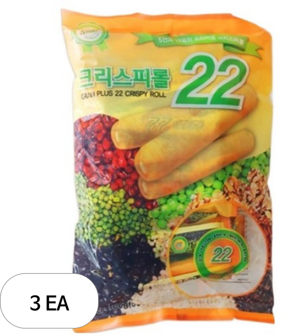 웰빙 크리스피롤 22곡 간식, 320g, 3개