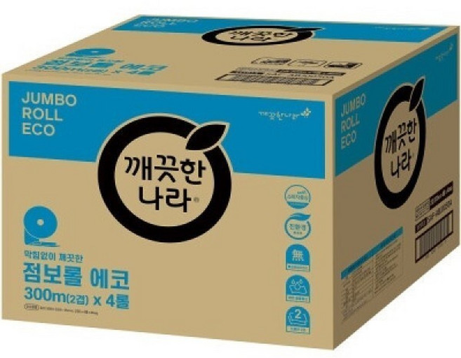 깨끗한나라 점보롤 에코 300m(2겹) 16롤 기업관공서병원등 다중이용시설 대용량화장지, 300m, 1롤, 16개