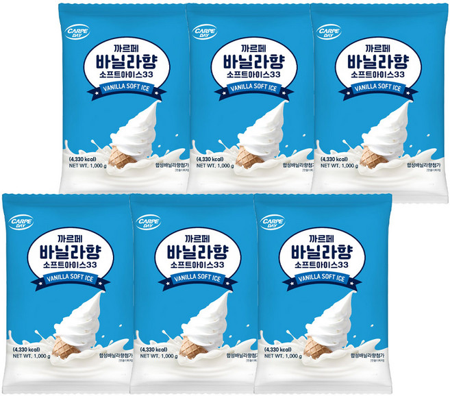 까르페 바닐라향 소프트 아이스크림 가루 33, 6개, 1kg