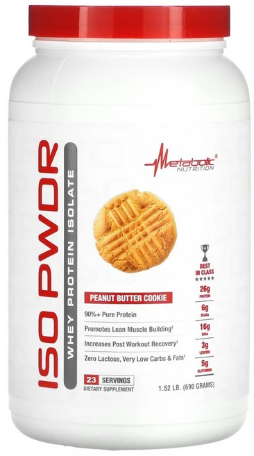 Metabolic Nutrition ISOpwdr 분리유청단백질 땅콩버터 쿠키 690g(1.52lb) Nutrition (메타볼릭 뉴트리션), 1개, 690g - 쿠팡