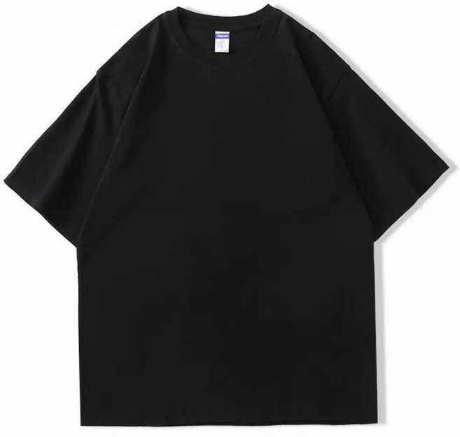 阿堯的店 260G重磅純棉短袖T恤 落肩設計 素色上衣, 黑色,3XL
