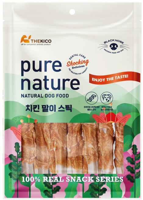 [퓨어네이쳐] 더키코 블랙노즈(대) 강아지껌 스트레스해소 치석제거 간식, 6개, 175g, 치킨말이