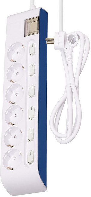 국산 현대 화재 방지 예방 안전 과부하차단 스위치 멀티탭 개별 스위치 6구 멀티 콘센트, 화이트, 1개, 1.5m