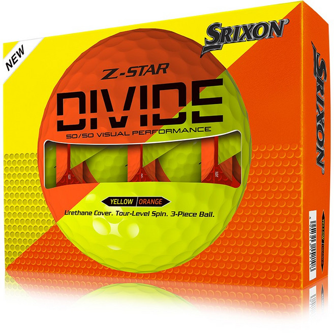 스릭슨 던롭 골프공 3피스 Z-STAR9 디바이드, 옐로우 + 오렌지, 1개