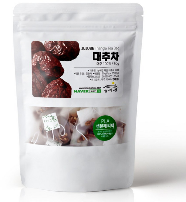 늘해찬 볶은 국산 대추티백 대추차 티백 삼각티백 대용량, 2g, 1개, 50개입
