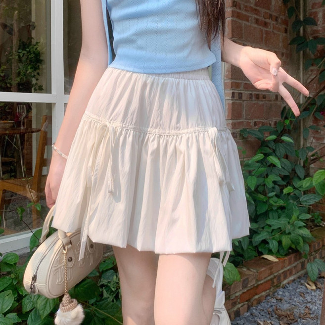 cammello 발레코어 캉캉 리본 미니스커트 플레어 밴딩 치마