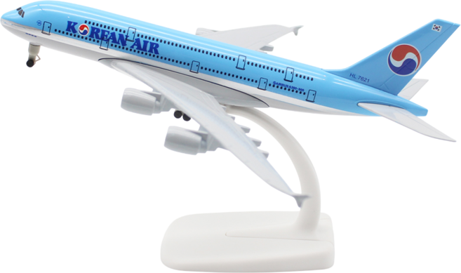 SHC 1:300 다이캐스트 장식용 모형 항공기 20cm + 보관파우치, 1개, 대한한공 A380