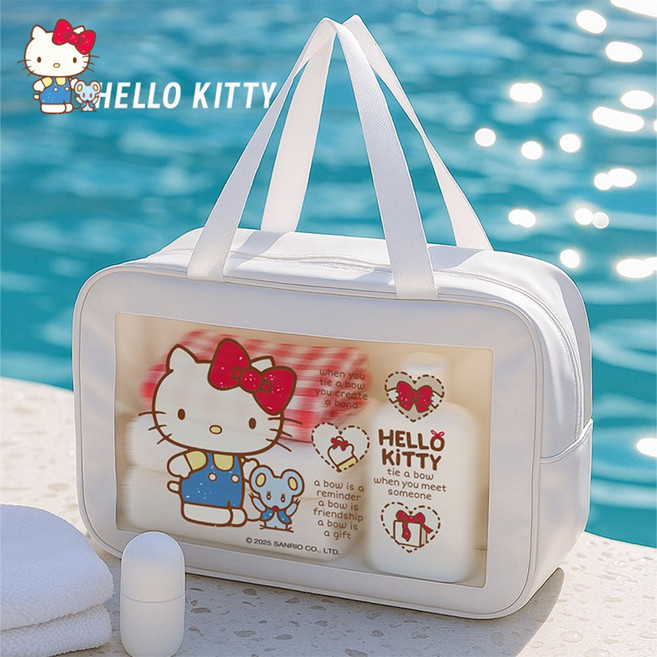 산리오 반투명 PVC 비치백 수영가방 여행용 목욕 방수 파우치 대형