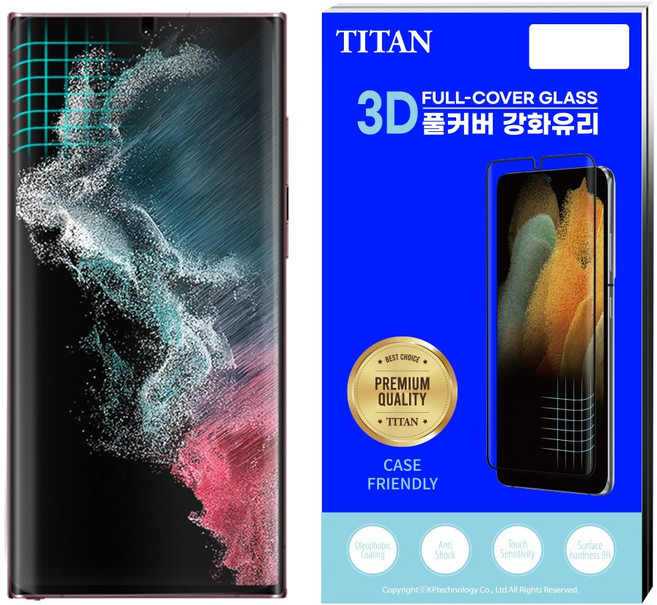 타이탄 풀커버 강화유리 필름 갤럭시 노트20 S23 S22 S23 S24 S25 울트라 플러스, 1개