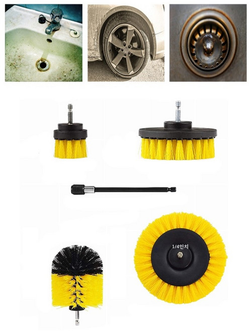 자동차 세차 욕실 주방 화장실 전동청소솔 5종세트 브러쉬, 드릴 브러쉬 5종 세트, 혼합색상, 1개