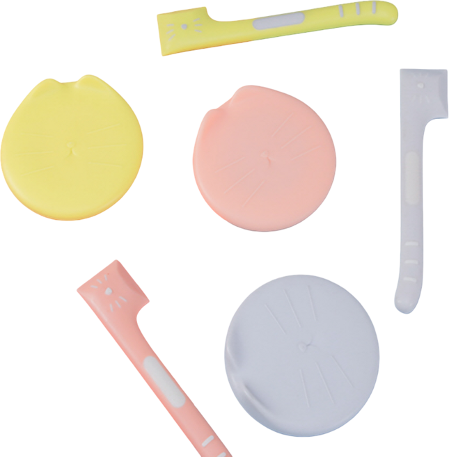 냥슬아치 캣페이스 고양이캔마개 덮개 스푼 세트, 핑크(덮개+스푼), 1세트