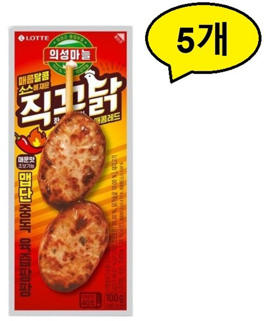 롯데 의성마늘 직꾸닭 매콤레드 100g, 5개