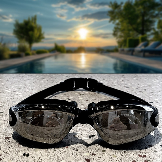 르디아망 수영물안경 LDA-3 미러형 김서림방지 수경 귀마개 일체형, 블랙