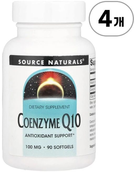 소스 내추럴스 코엔자임 Q10 100mg Source Naturals Coenzyme Q10 100 mg 90정, 4개 - 쿠팡