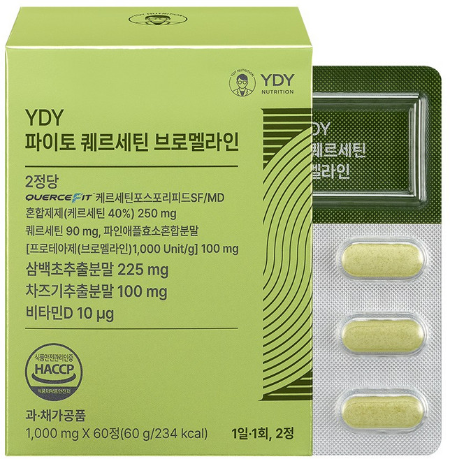 YDY 파이토 퀘르세틴 브로멜라인, 1개, 60정