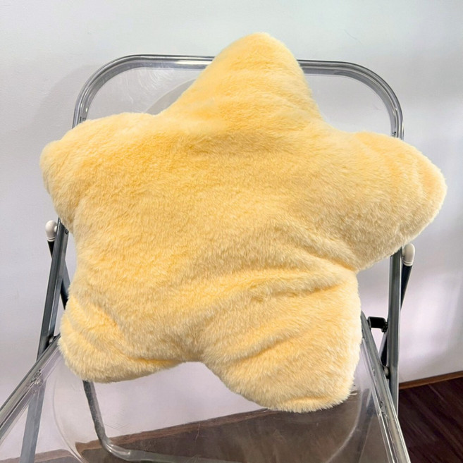 星星抱枕 靠墊 靠枕 午睡枕 觸感柔軟 車用腰靠 坐墊 生日禮物 沙發抱枕 椅墊 靠背 交換, 黃色,30-35公分, 1個