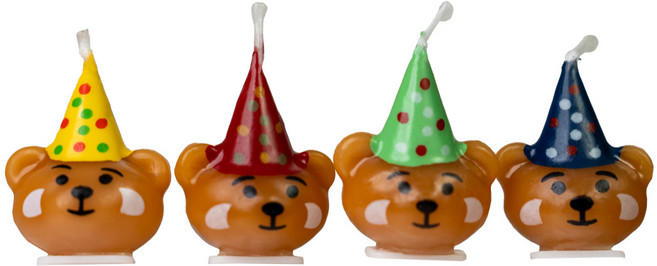 행복한 4인 가족 고깔모자 곰 네 마리 초 4개, 20g, 정품